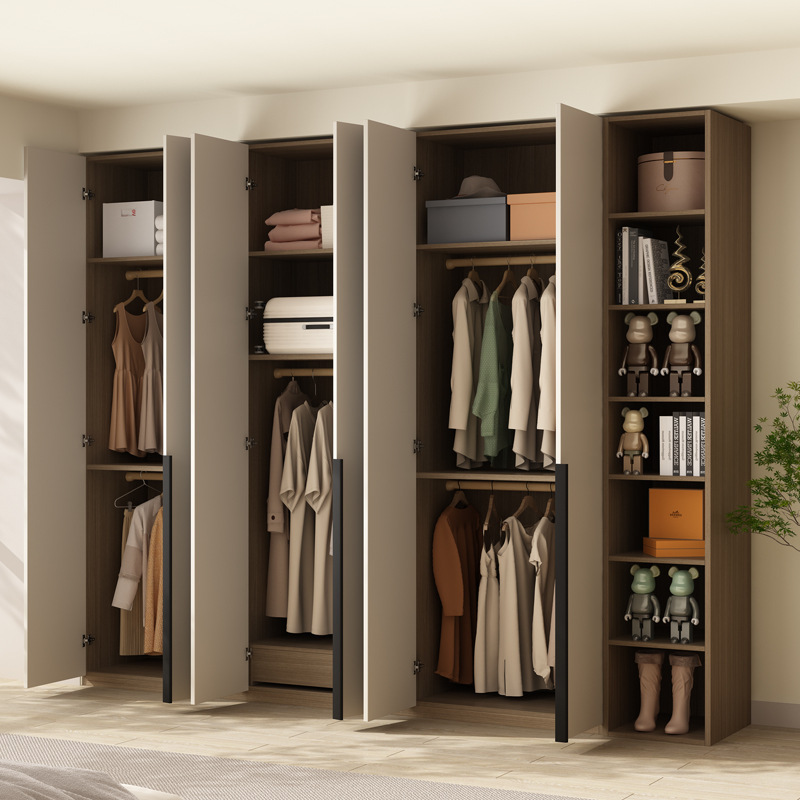 Bedroom Furniture Wooden Closet Cabinet With Invisible Handles Top Cabinet Clothes Storage Wardrobes Closets