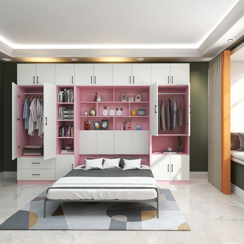 Custom Made Space Saving Multi-Functional Smart Furniture Vertical Folding Invisible Murphy Wall Bed With Wardrobe Closet