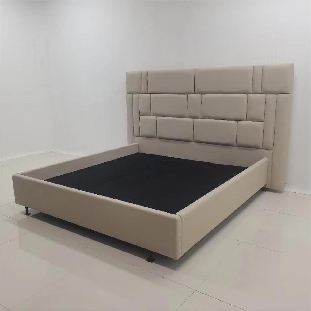 High Bed Headboard Soft Pad Comfortable Soft Fabric Hotel Project Apartment Bedroom Queen King Size Bed Frame