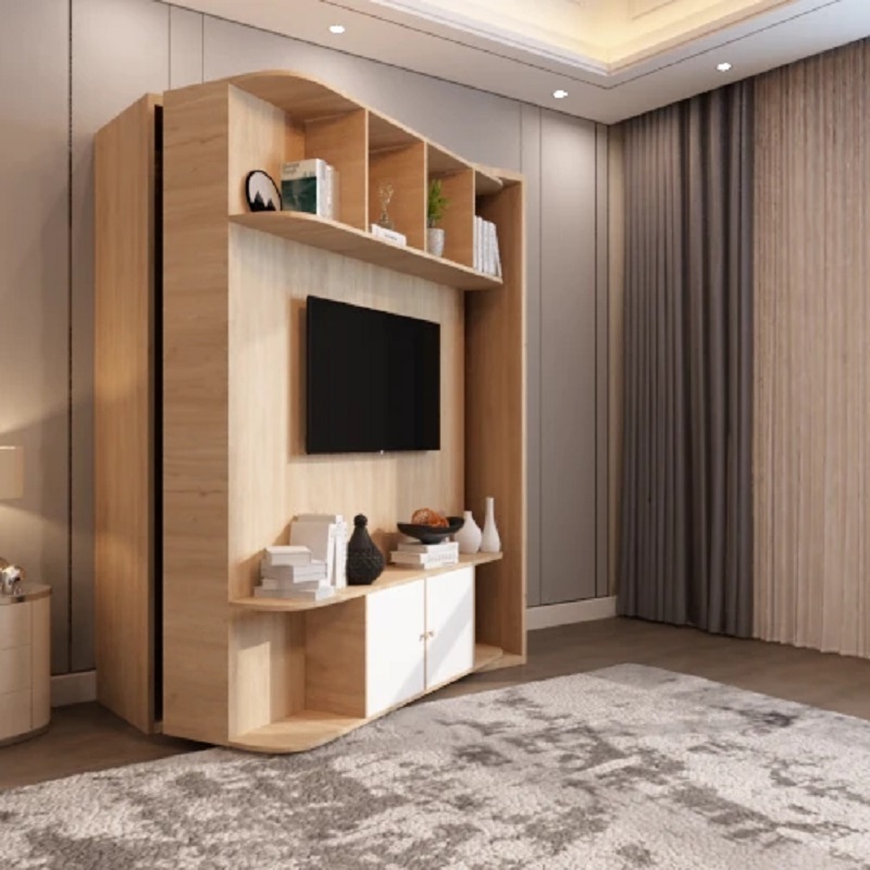 Bedroom Furniture Multifunction Storage Murphy rotating wall bed with TV cabinet revolving folding hidden beds