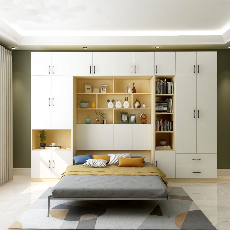 Custom Made Space Saving Multi-Functional Smart Furniture Vertical Folding Invisible Murphy Wall Bed With Wardrobe Closet