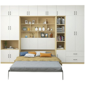 Custom Made Space Saving Multi-Functional Smart Furniture Vertical Folding Invisible Murphy Wall Bed With Wardrobe Closet