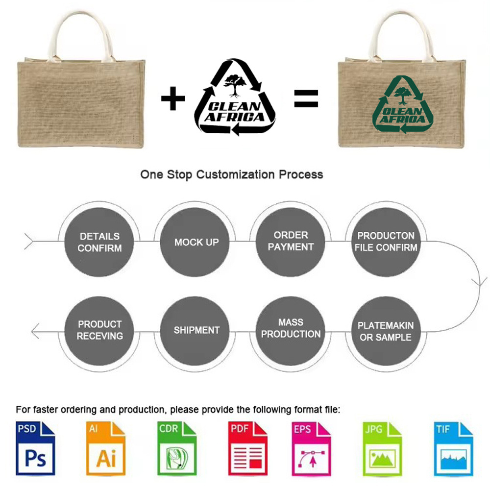 Promotional Custom Make Printed Logo Recycled Eco Recycle Bag Woven Shopping Bags Eco-friendly Burlap Jute Tote Bags Wholesale