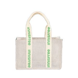 Custom fashion new design promotional gift simulated linen burlap jute shopping tote bag products package wholesale