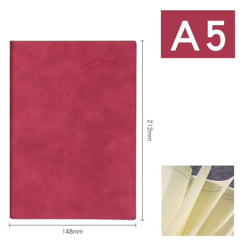 A5 PU leather custom notebook for school soft cover lined pages paper thick notebook