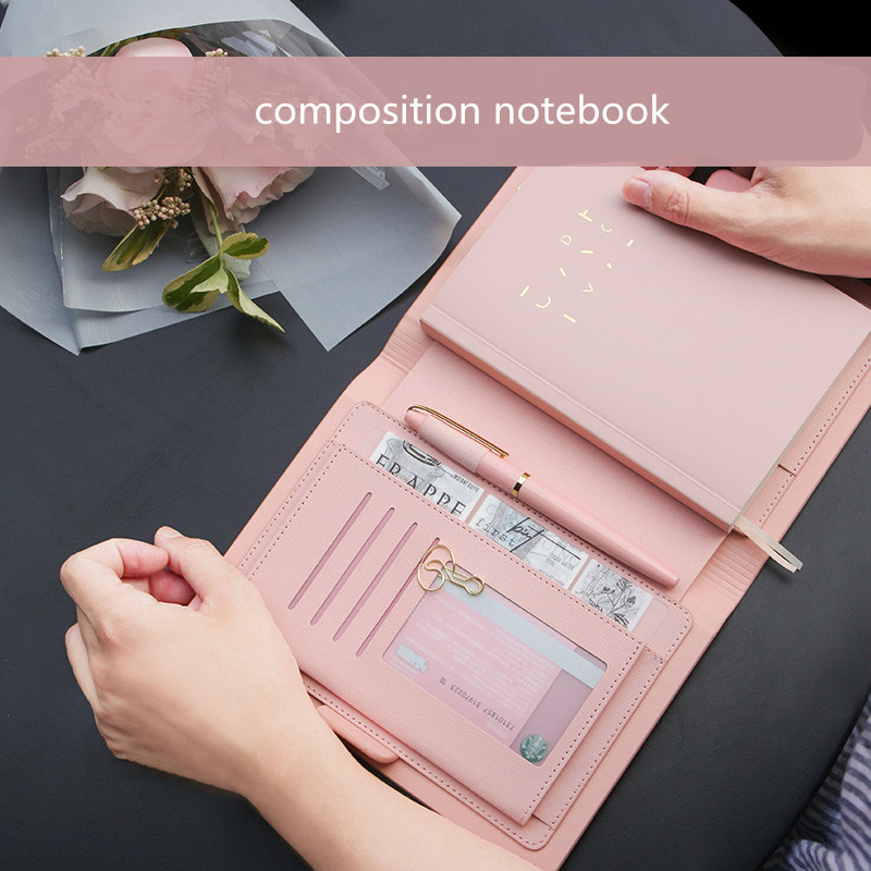 High quality leather hand book travel diary pocket notebook green/red/black christmas composition notebook unruled