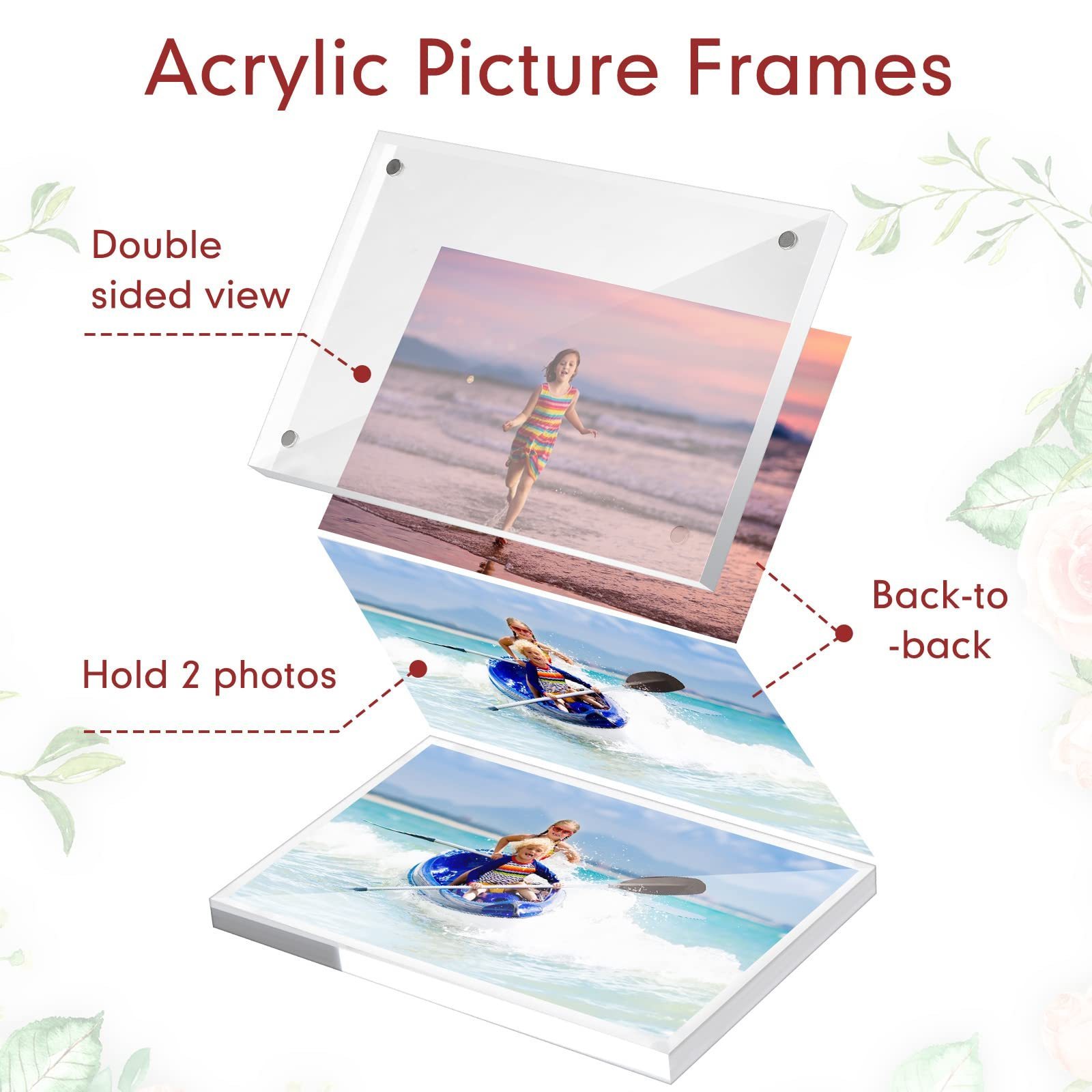 Wholesale 2x3inch Freestanding Clear Double Sided Mini Magnet Photo Frame Acrylic Magnetic Picture Frame