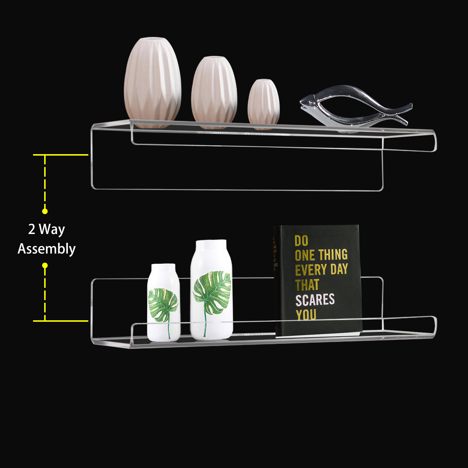 Custom U-shaped Slatwall acrylic book shelf Retail Display Shelf Acrylic Shoe Shelves for Slat Wall