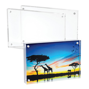 Wholesale 2x3inch Freestanding Clear Double Sided Mini Magnet Photo Frame Acrylic Magnetic Picture Frame