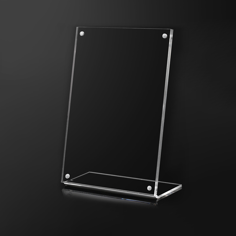 A4 Clear Acrylic Vertical L Shape Desktop Slanted Back Acrylic Landscape Portrait Sign Holder