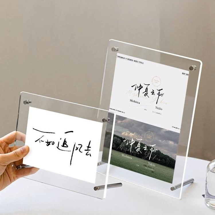 Family photo  Art Digital Picture Acrylic Frame Clear Acrylic Sign Holder Desktop Free Standing Acrylic Decorative Poster frame