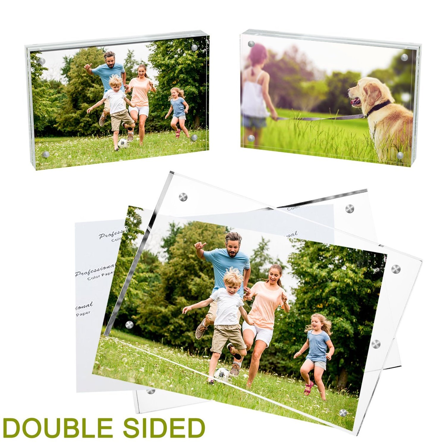 Wholesale Custom 5x7 Acrylic Picture Frames Clear Acrylic Magnetic Picture Frames Magnet Block Photo Frame