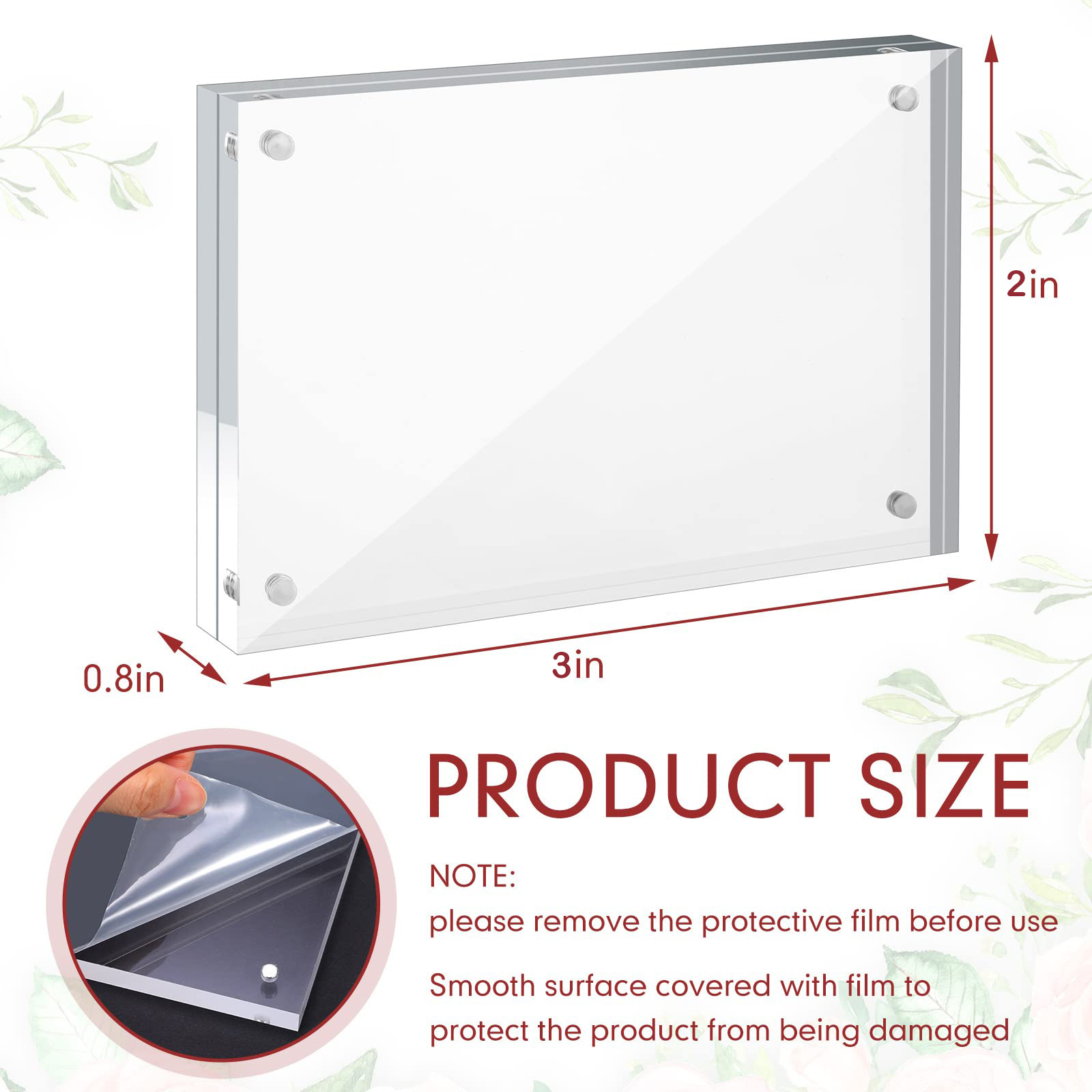 Wholesale 2x3inch Freestanding Clear Double Sided Mini Magnet Photo Frame Acrylic Magnetic Picture Frame