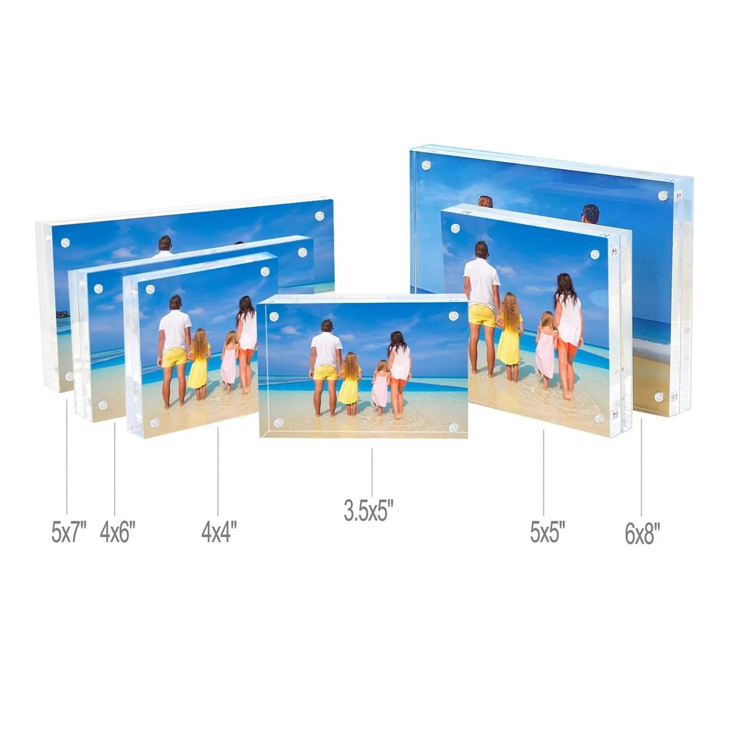 Wholesale Custom 5x7 Acrylic Picture Frames Clear Acrylic Magnetic Picture Frames Magnet Block Photo Frame