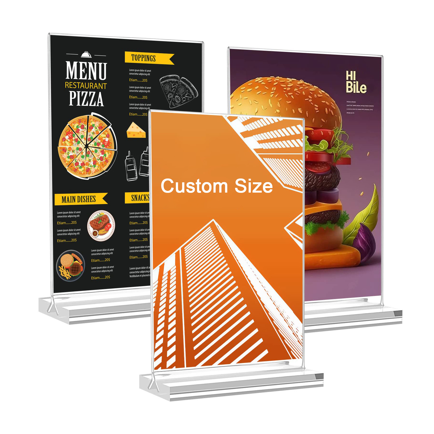 High Quality Tabletop Menu Display Stand Clear Desktop Stand Signage Display Double Sided Acrylic Sign Holder