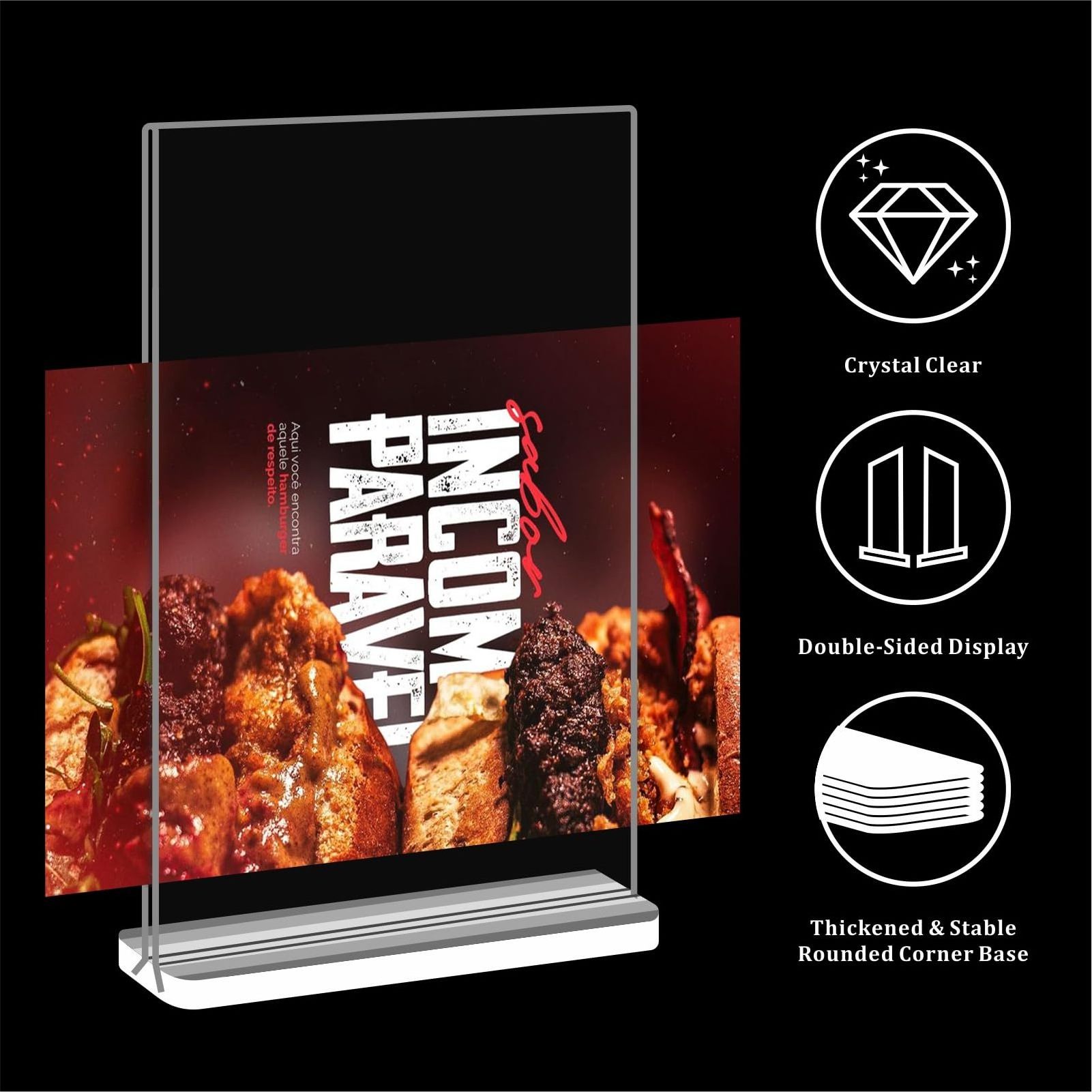 High Quality Tabletop Menu Display Stand Clear Desktop Stand Signage Display Double Sided Acrylic Sign Holder