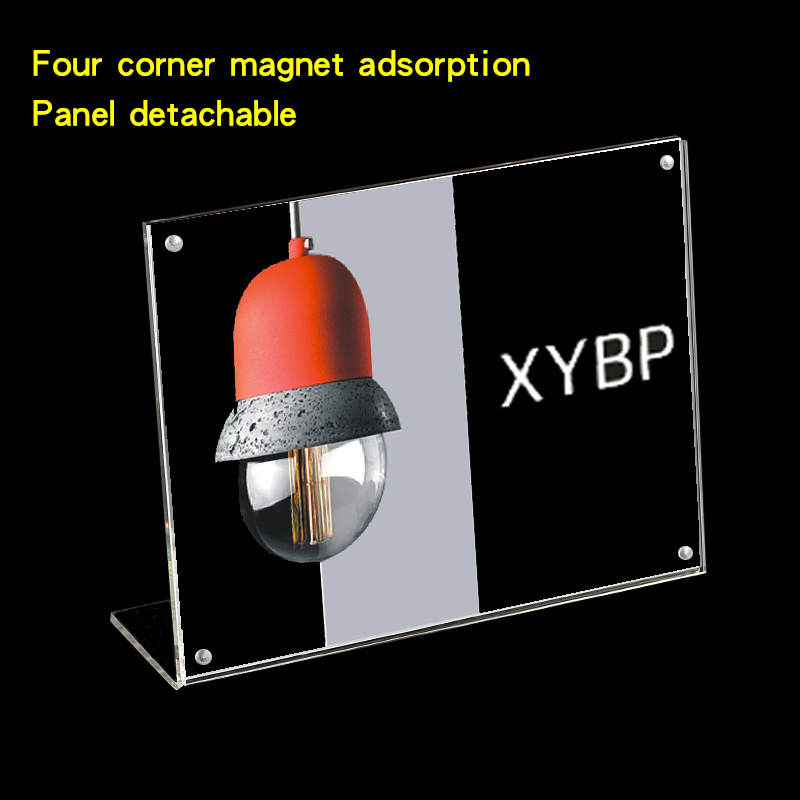 Top Selling L-type Strong Magnetic All Acrylic Stores Counter Displays Table Cards