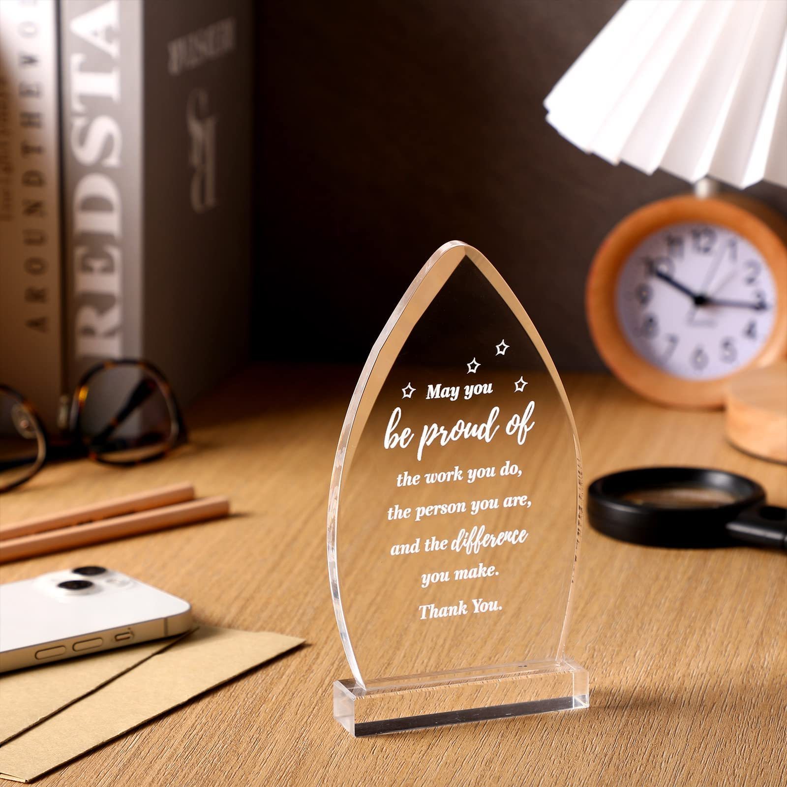 Personalized Custom Leaf Shaped Business Acrylic Ornaments Award Plaque Crystal Trophy And Award For Souvenir