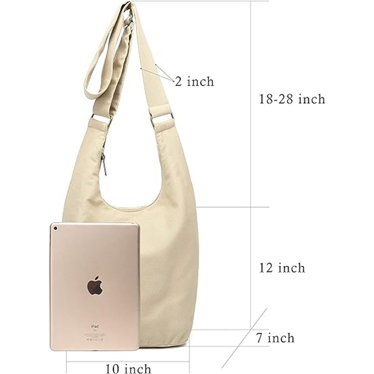 Ins Style Fasion Custom Printing Logo Large Size Shopping Messenger Bag Unisex Casual Cotton Canvas Bag With Pockets