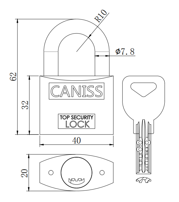 Security key code combination antique glass cabinet padlock