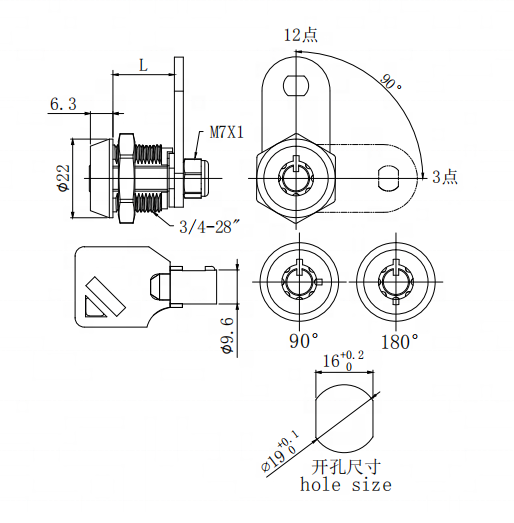 Security euro cylinder key code wardrobe locks and keys