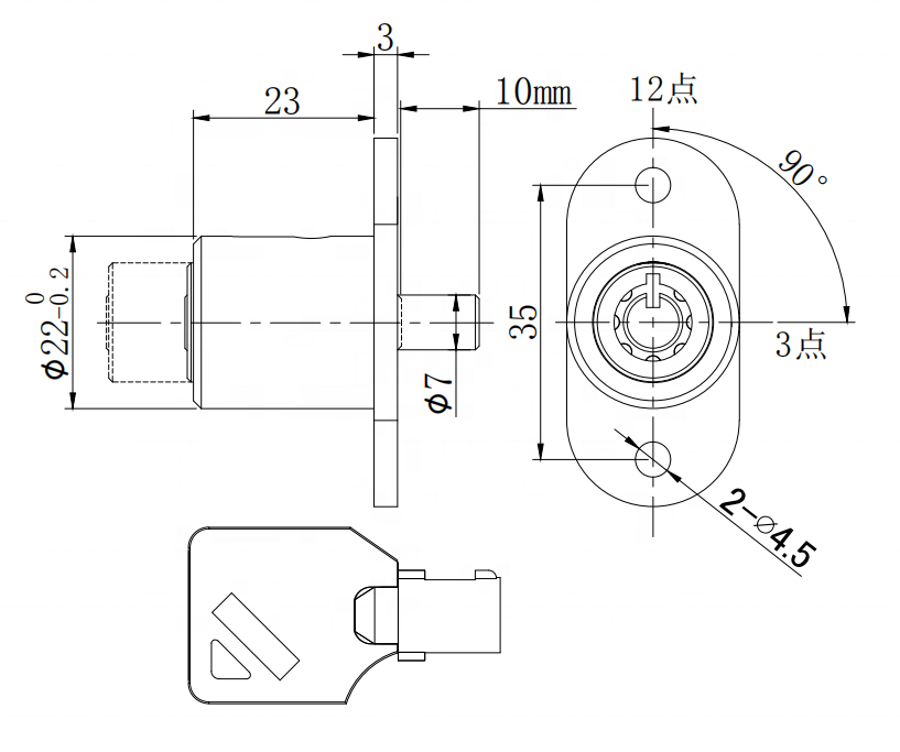 Security Pin Code Euro Cylinder Door Push Button key cam lock