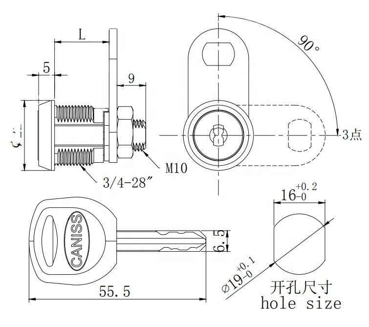 Security manufacturer locker brass key code furniture cam lock