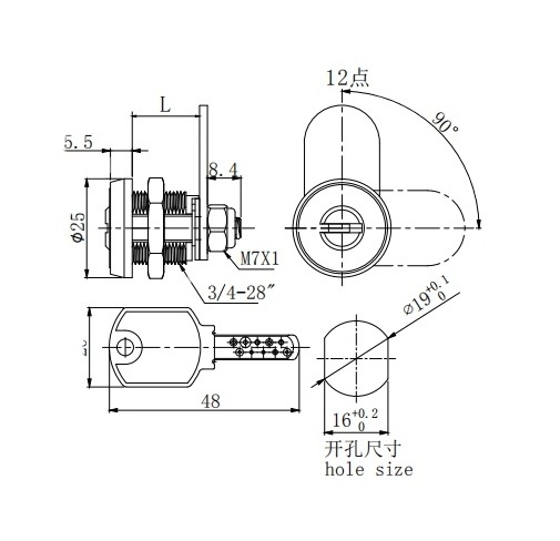 Security euro cylinder code combination metal cabinet locks