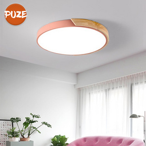 High Brightness Ultrathin 24W Decorative Dimmable Color Changing Wood Round Modern Simple Style LED Ceiling Light