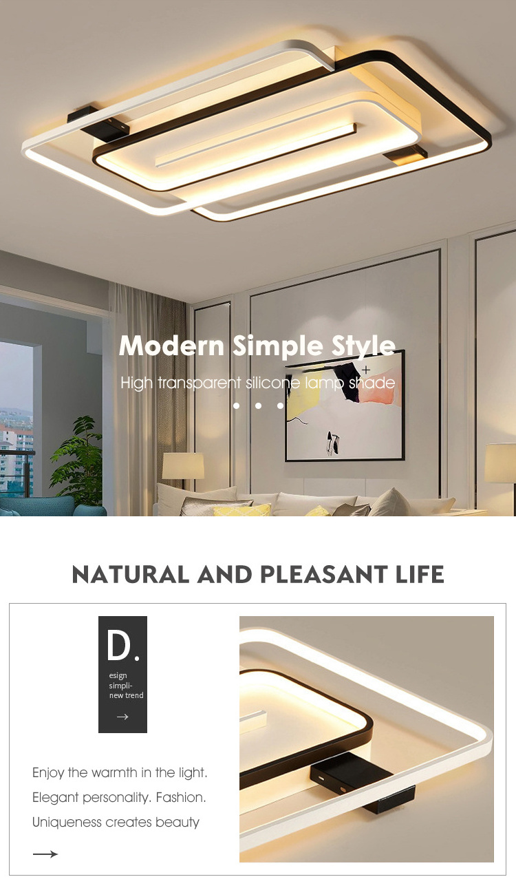 Popular Three Colors Ceil Lamp Living Room Bedroom Remote Control Acrylic 48W Simple Style Square Led Smart Ceiling Light