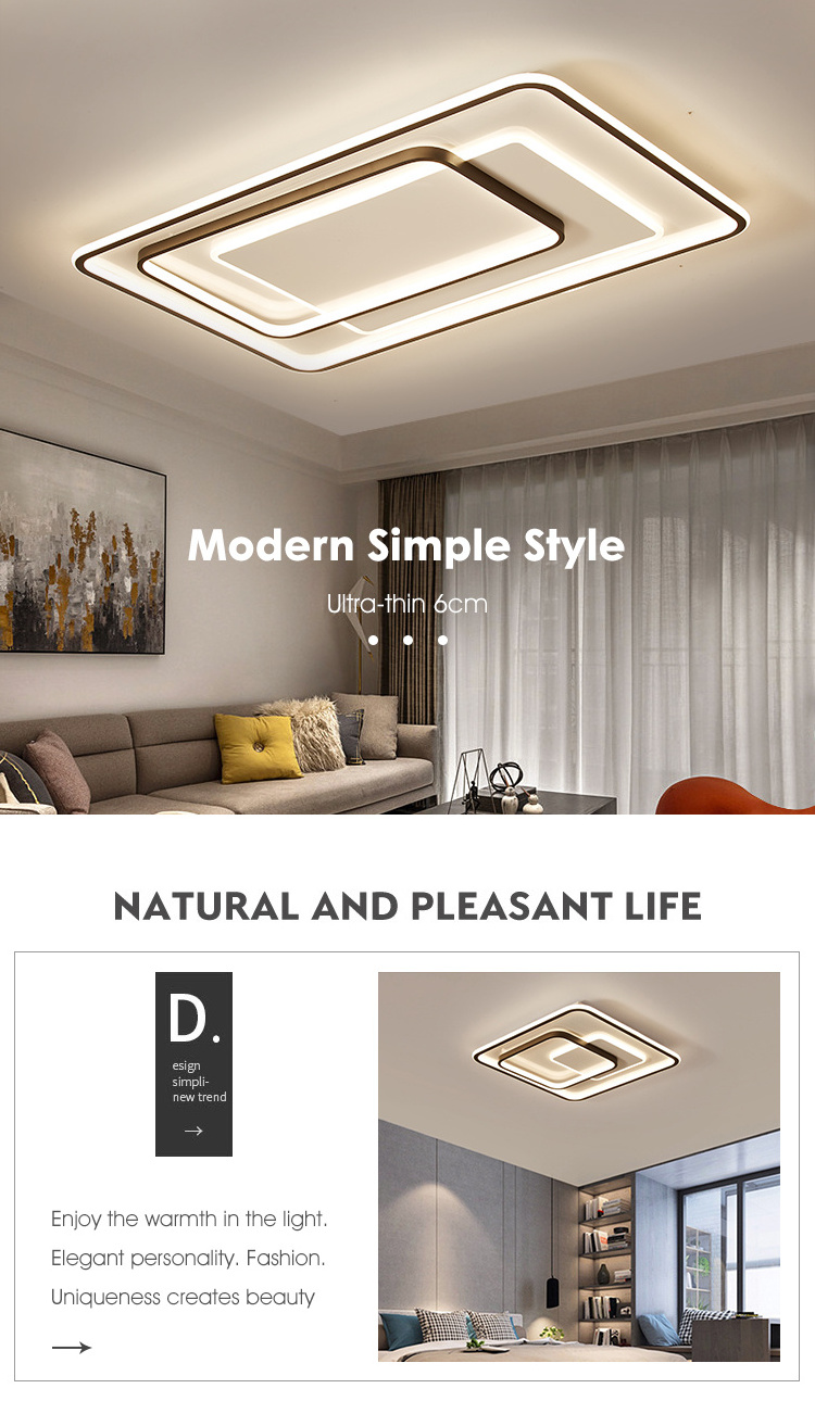 Square Fancy Ceil Lamp Modern Smart Home Decoration Bedroom Living Room Dimmable Remote Control Simple Style Led Ceiling Light