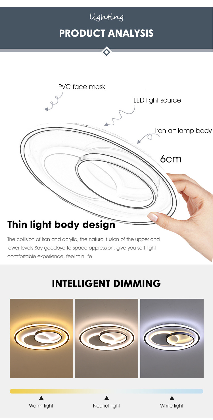 Square Fancy Ceil Lamp Modern Smart Home Decoration Bedroom Living Room Dimmable Remote Control Simple Style Led Ceiling Light