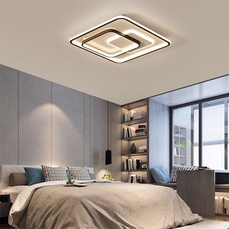 Square Fancy Ceil Lamp Modern Smart Home Decoration Bedroom Living Room Dimmable Remote Control Simple Style Led Ceiling Light