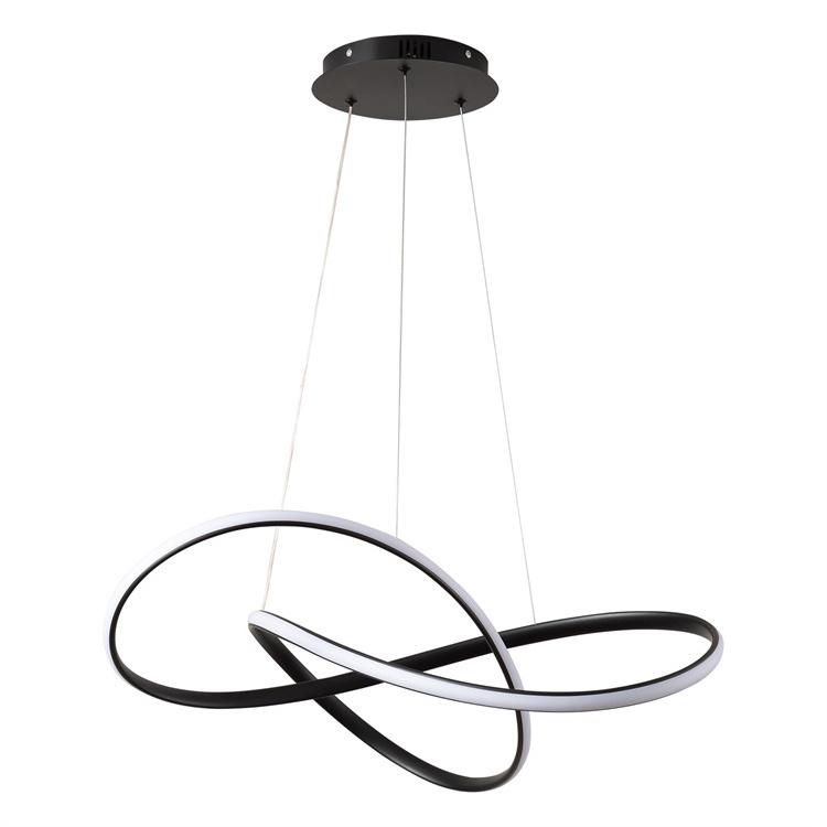 Modern Minimalist Luxury Fixtures Round Black Ring Dining Room Ceiling Hanging Black Fancy Led Smart Home Lighting Chandeliers