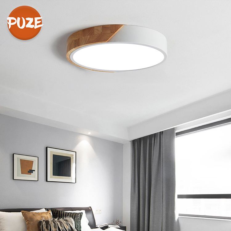 Modern Office Square Iron Flushed Mount Surface Living Room Study Bedroom Round Dimmable Led Ceiling Light