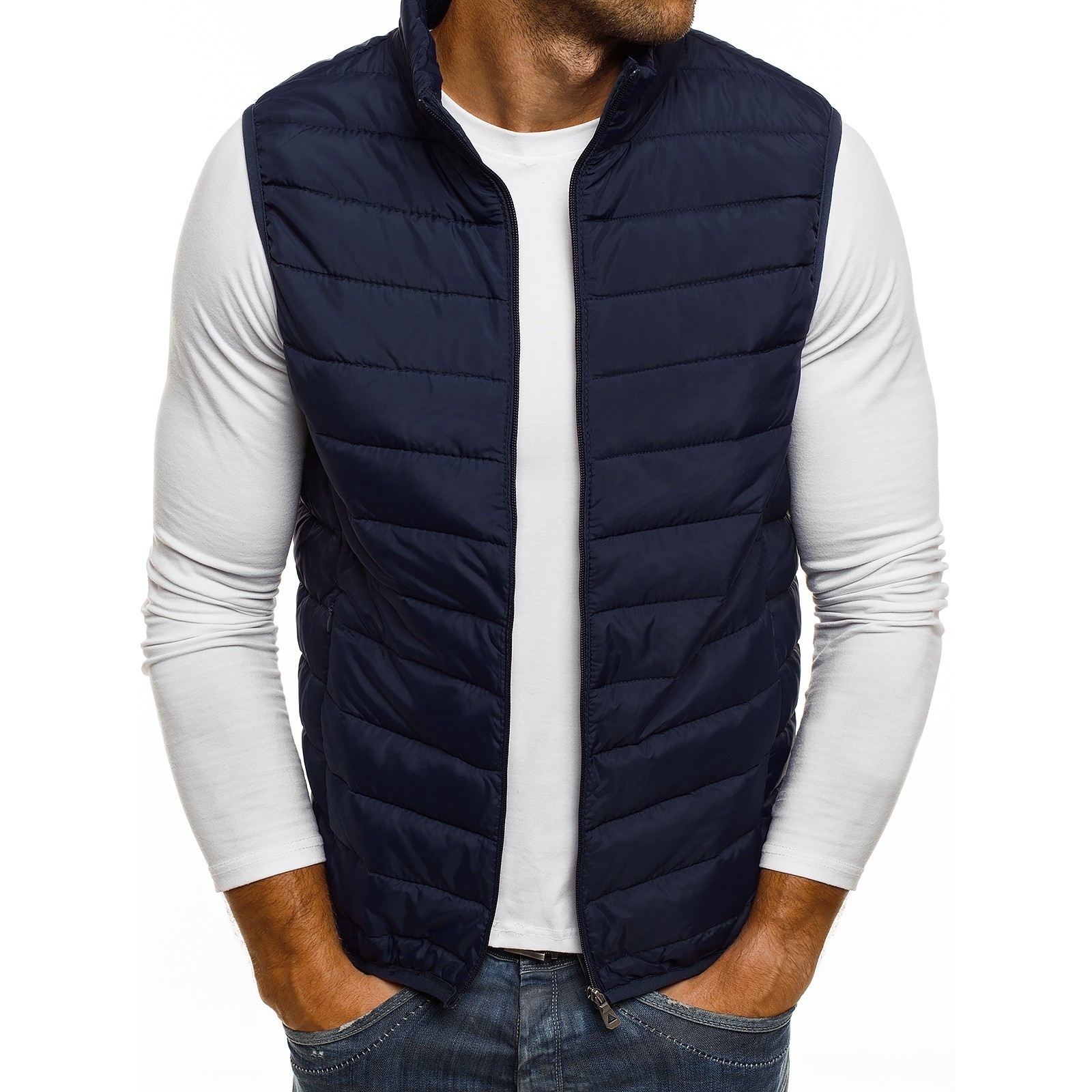 2024 fashion simple men's vest casual loose solid color sleeveless autumn and winter men's utility vest