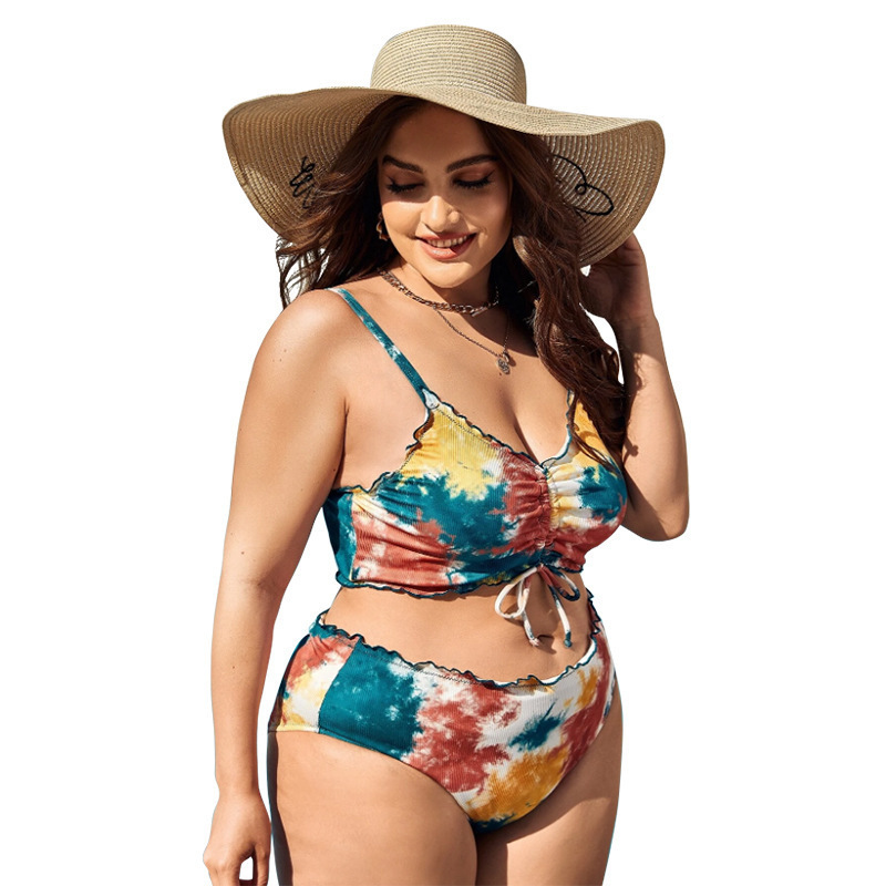 Mature Women Open Sexy Women High Waist Swimsuits For Plus Size Ladies Bikini