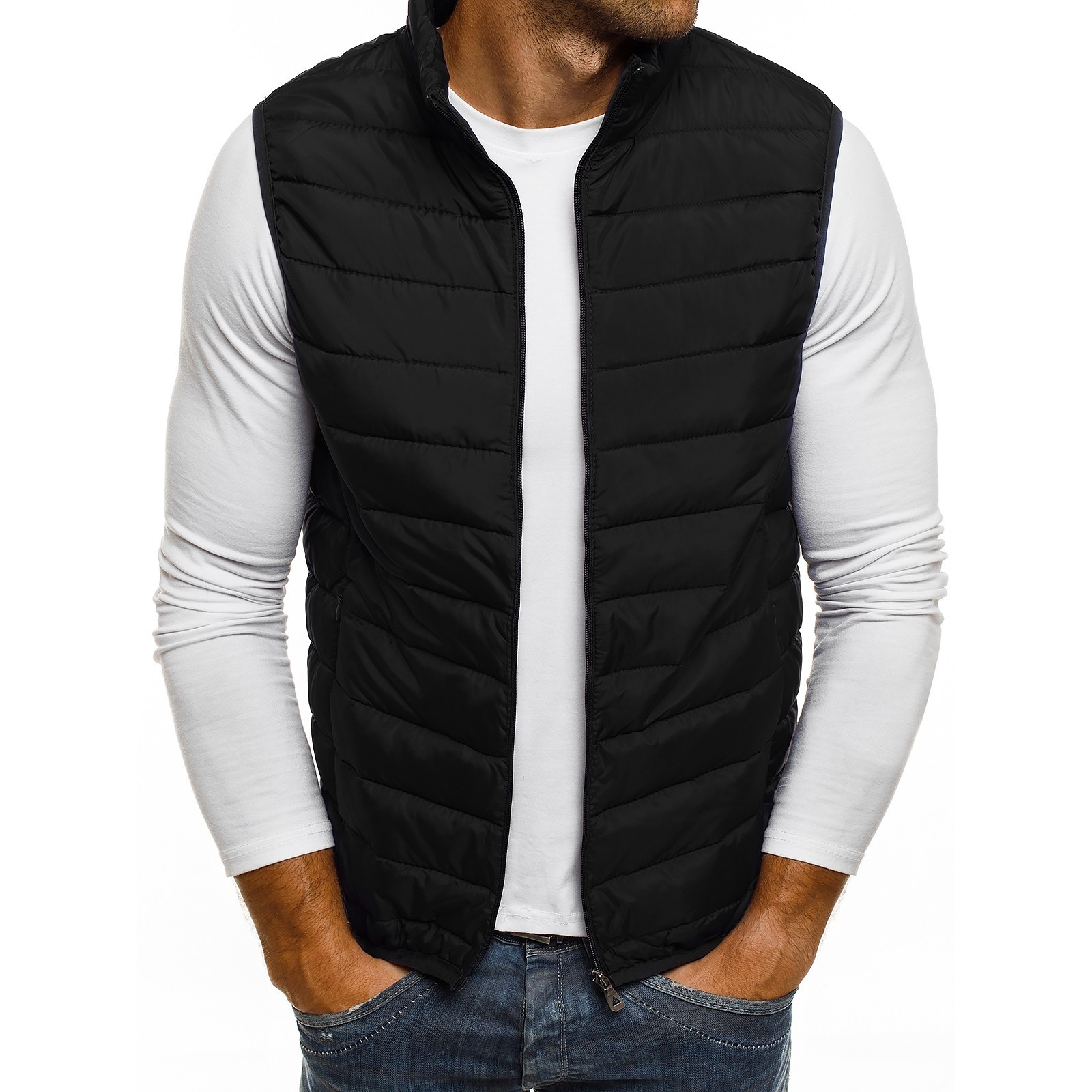 2024 fashion simple men's vest casual loose solid color sleeveless autumn and winter men's utility vest