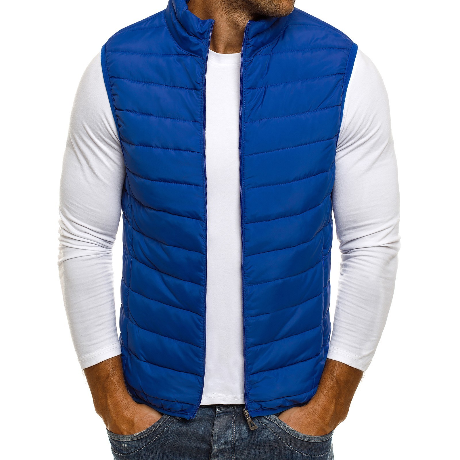 2024 fashion simple men's vest casual loose solid color sleeveless autumn and winter men's utility vest