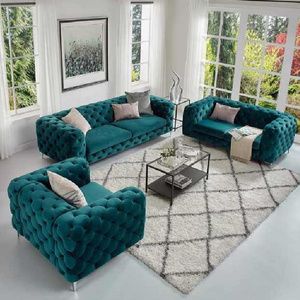 Modern Luxury Green Velvet Fabric Sofa De Canto Tufted Sectionals Sofa Set Furniture Chesterfield Living Room Sofas Cama