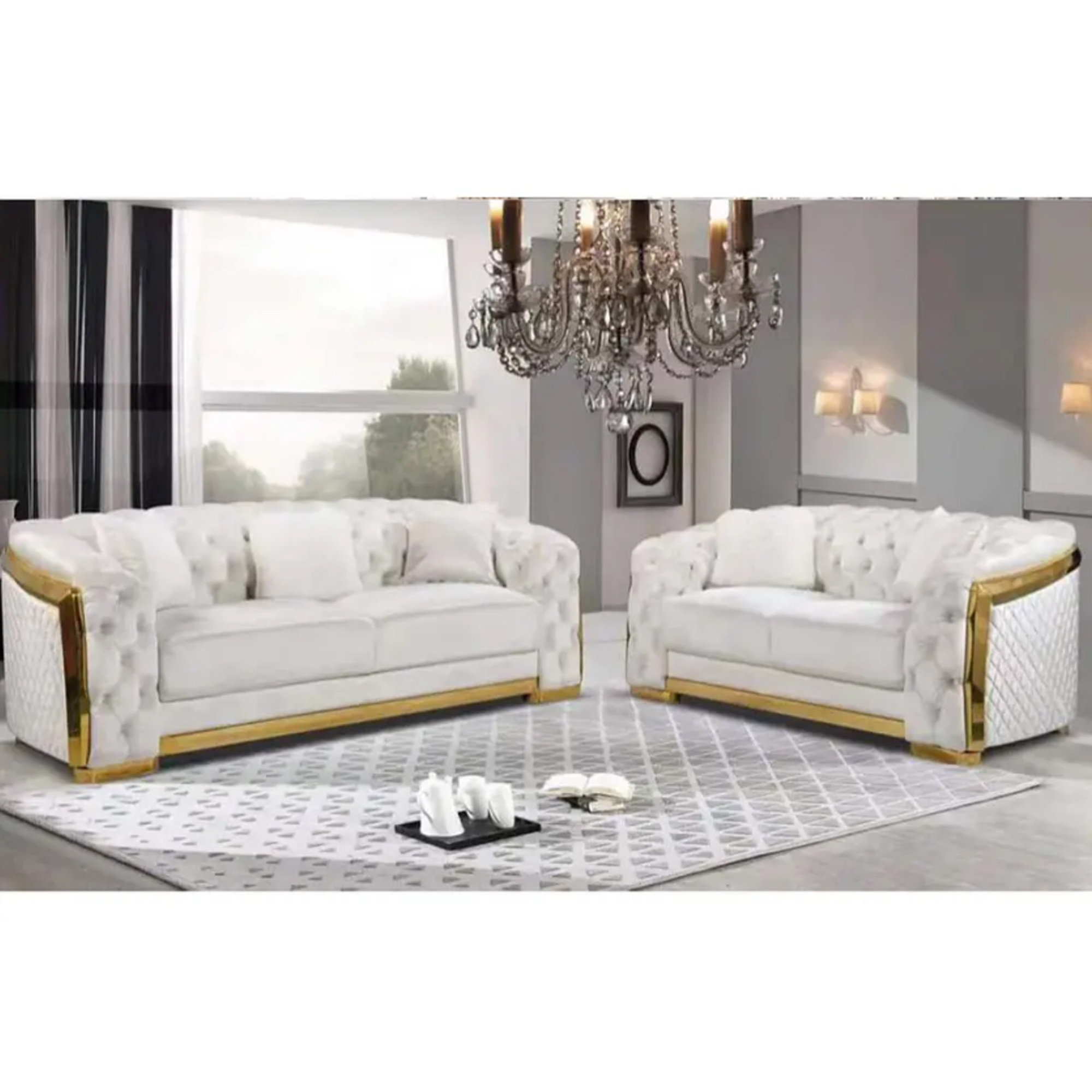 Nankang furniture supplier custom luxury stainless frame italian sofa sets design living room  furniture sofa for living room