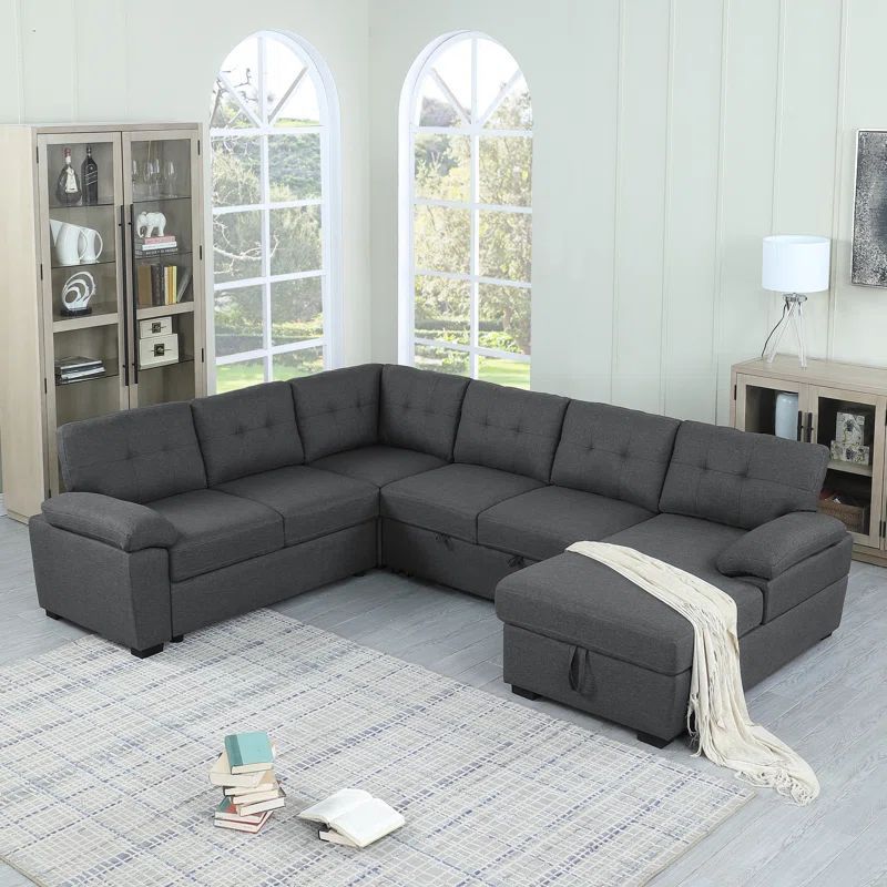 Fabric Corner Wod Sofa Bed with Storage Sofa Set Furniture Bed Room Multifunctional Folding Sectional Sofa Bed Furniture