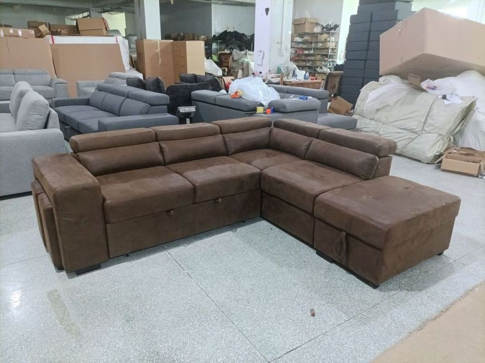 Fabric Corner Wod Sofa Bed with Storage Sofa Set Furniture Bed Room Multifunctional Folding Sectional Sofa Bed Furniture