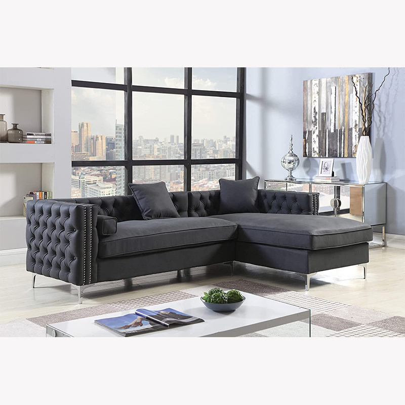 Electric Adjustable Sofa Convertible Bed Velvet Upholstered L Shape King Size Sofa Cum Bed