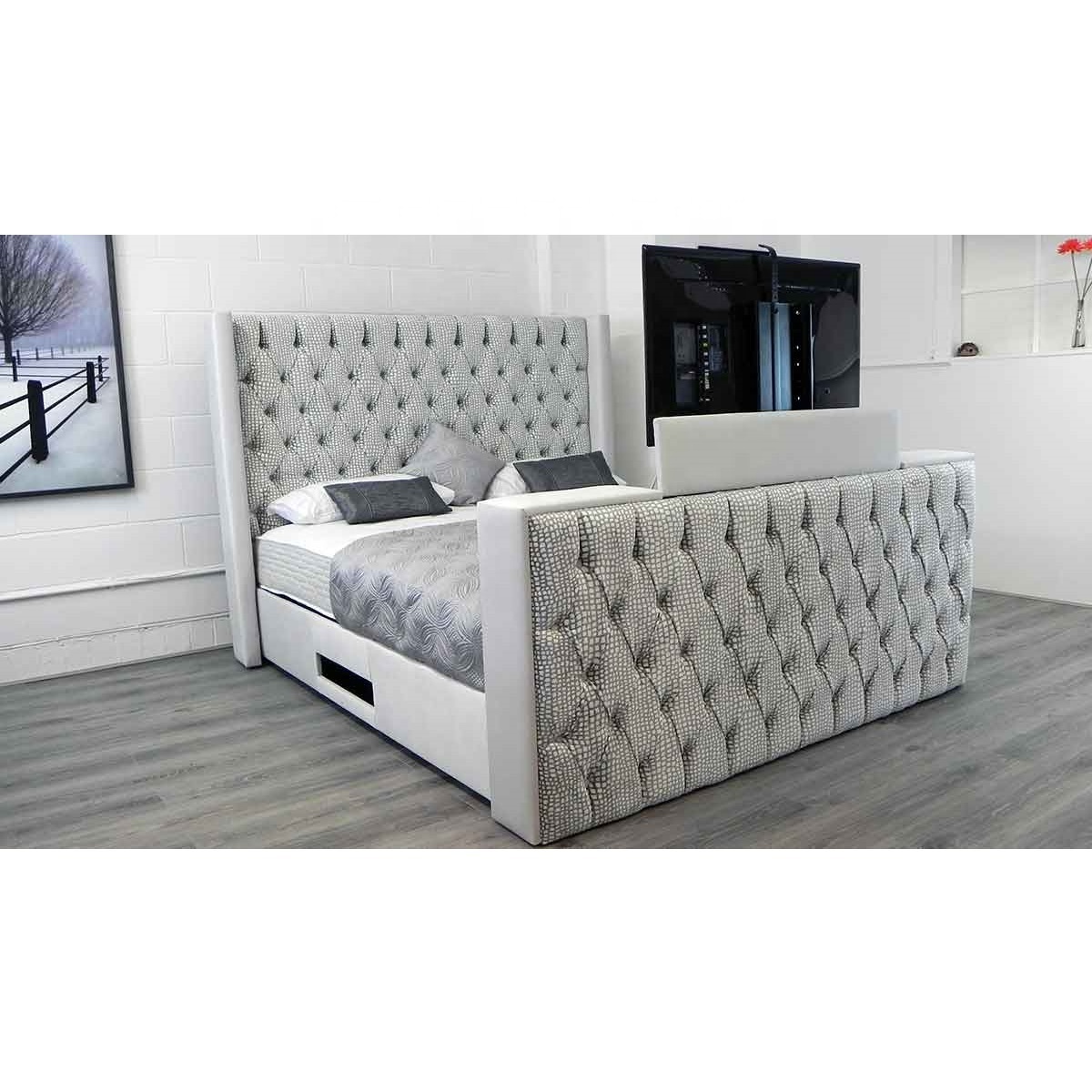 Bedroom Furniture New Fabric Luxury Tufted Wingback Design Modern Camas King Size solid wood Bed with frame Wooden Slats