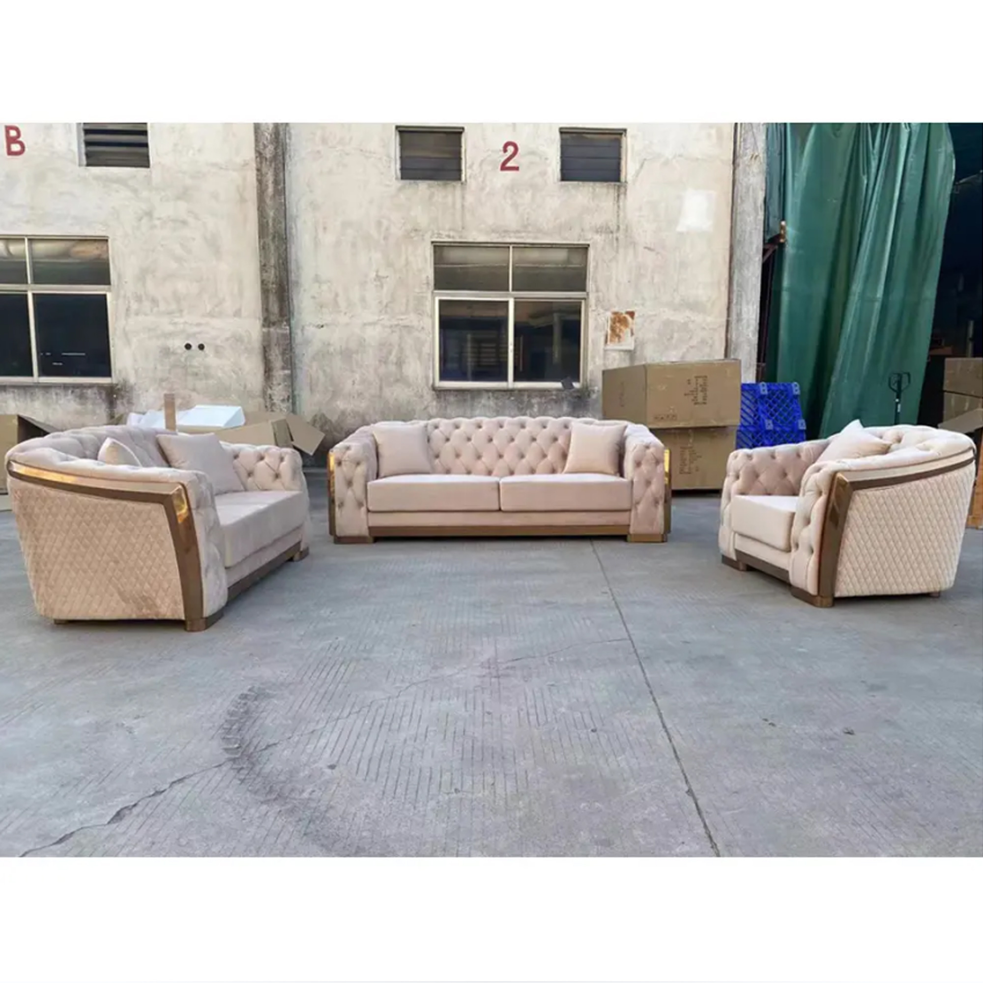 Nankang furniture supplier custom luxury stainless frame italian sofa sets design living room  furniture sofa for living room