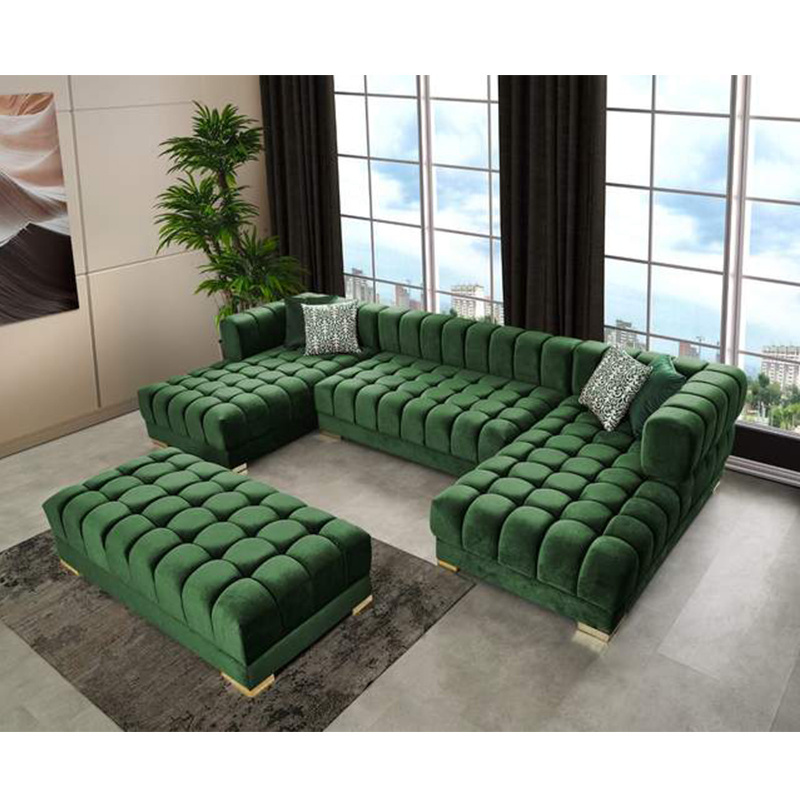 Modern Velvet Sofa Set Furniture Luxury Sectional Sofa Living Room Furniture Sofa Modern Seats Living Room Corner Double Chaise