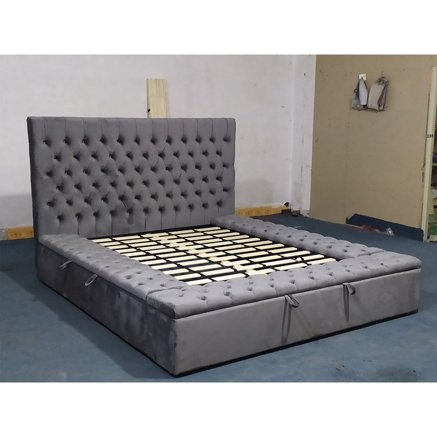 Latest Furniture Design Boy Wood Bed Fram Gas Lift King Size Storage Bubble Luxury Bed