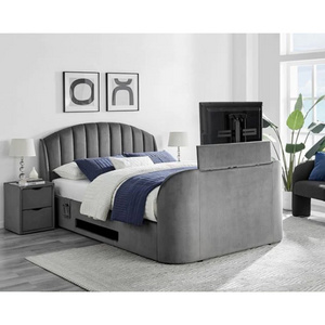 Italian Queen Bed With TV Footboard King Queen Size Bed Frame With Storage Drawers Modern Smart Bedroom Set Luxury