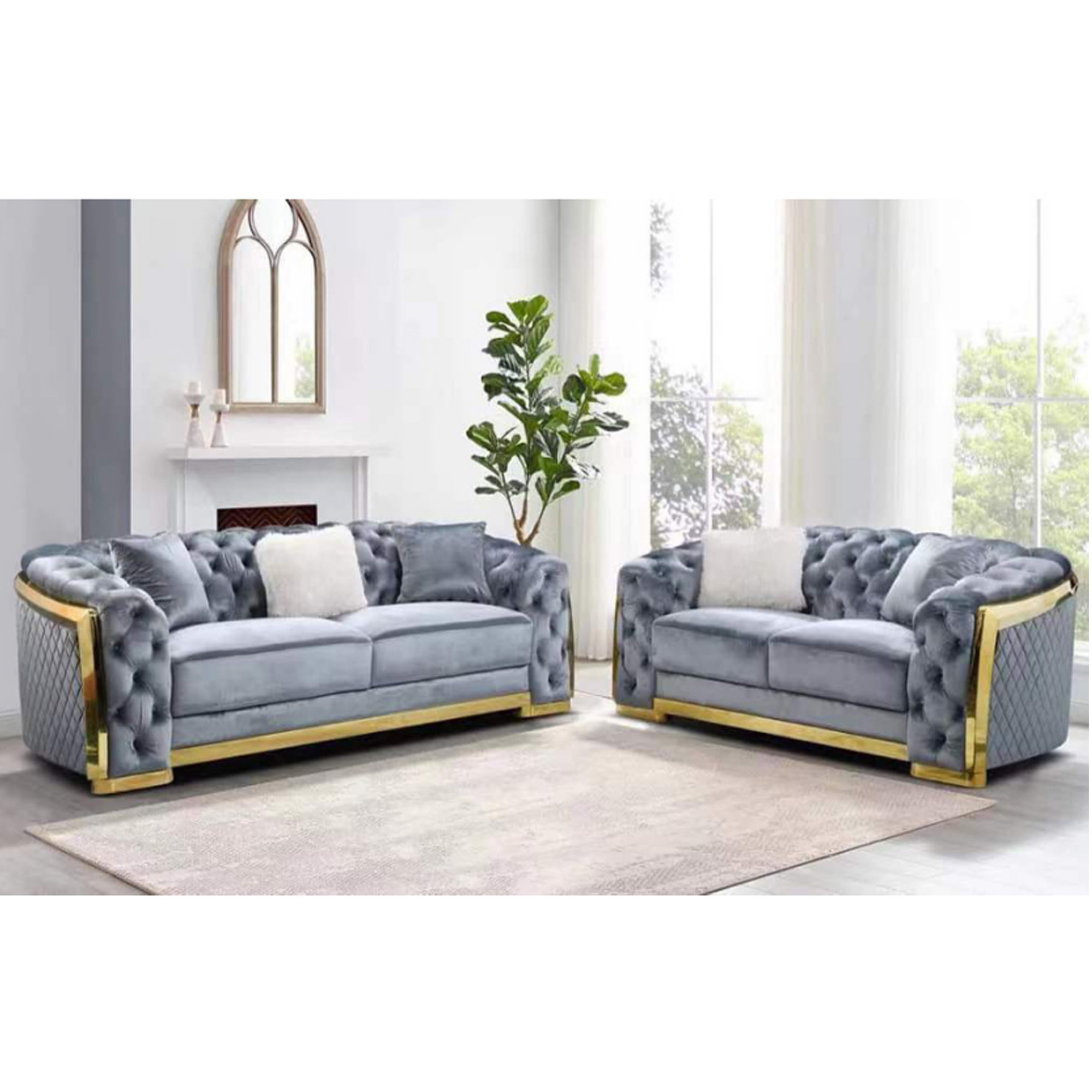 Foshan furniture supplier wholesale modern luxury white sofa sets furniture living room chair sofa sets furniture